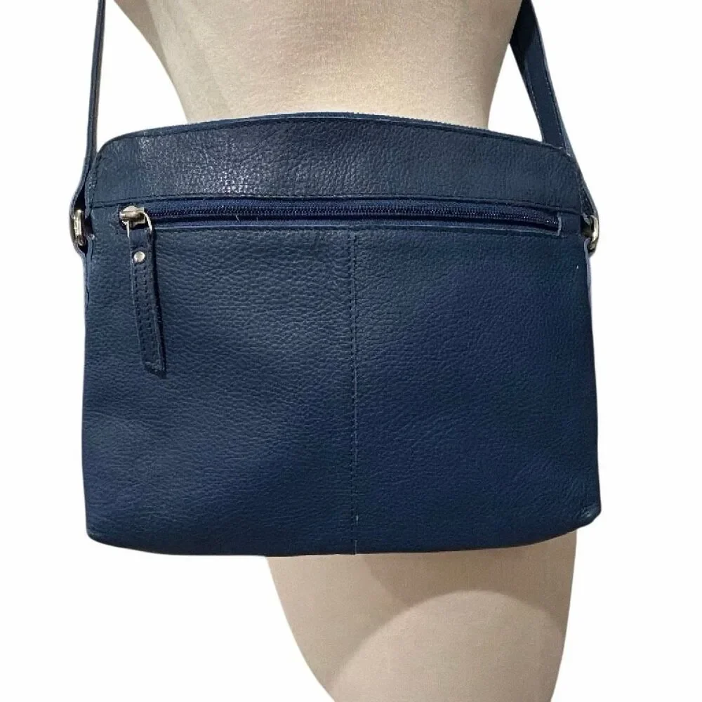 Wise Owl Slate Blue Leather Crossbody Handbag Purse Adjustable Strap